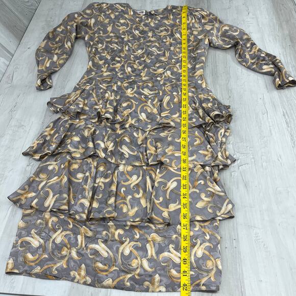 Maggy London Jeannene Booher Silk Long Sleeve Ruffle Fancy 80s Vintage Dress 10 - Picture 12 of 12